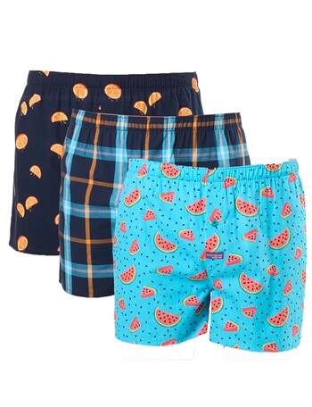 Mitch Dowd Sliced Oranges Cotton Boxer 3 Pack, Blue product photo