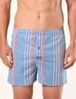 Mitch Dowd Ballarat Stripe Woven Cotton Stretch Boxer Shorts, Blue product photo