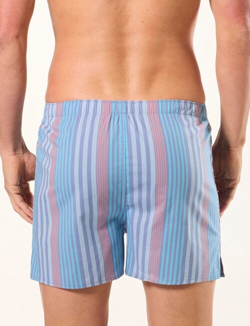 Mitch Dowd Ballarat Stripe Woven Cotton Stretch Boxer Shorts, Blue product photo View 02 L