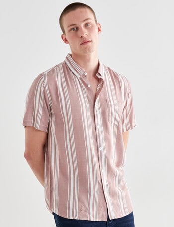 Tarnish Vert Stripe Viscose Shirt, Pink & White product photo