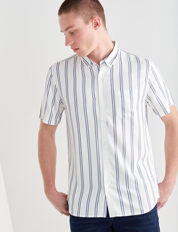 Tarnish Vert Stripe Viscose Shirt, White & Blue product photo