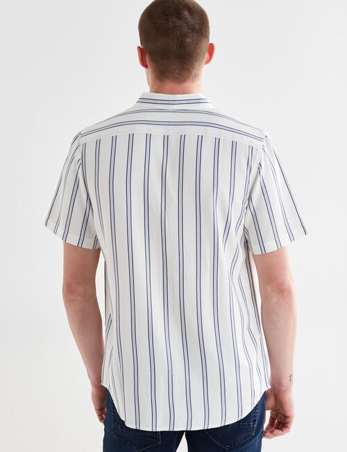 Tarnish Vert Stripe Viscose Shirt, White & Blue product photo View 02 L