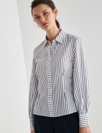 Jigsaw Millie Pleat Detail Shirt, Stripe product photo