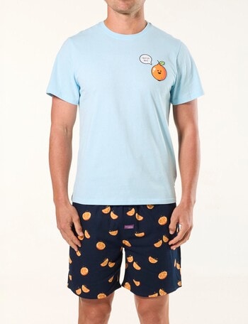 Mitch Dowd Short Pj Set, Oranges, Navy & Light Blue product photo