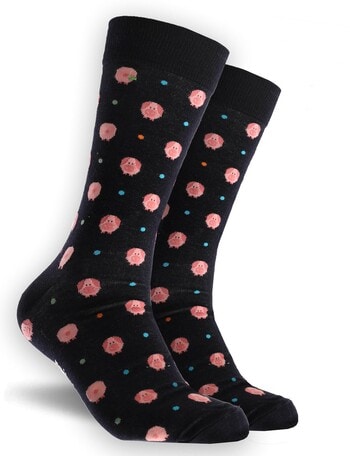 Mitch Dowd Piggy Super Fine Cotton-blend Crew Socks, Navy product photo