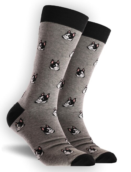 Mitch Dowd Pug Fun Super Fine Cotton-blend Crew Socks, Grey Marle product photo