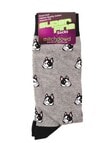 Mitch Dowd Pug Fun Super Fine Cotton-blend Crew Socks, Grey Marle product photo View 02 S