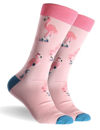 Mitch Dowd Rolling Flamingos Fun Cotton-blend Crew Socks, Pink product photo