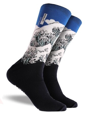 Mitch Dowd Wave Cotton-blend Crew Art Sock, Navy product photo