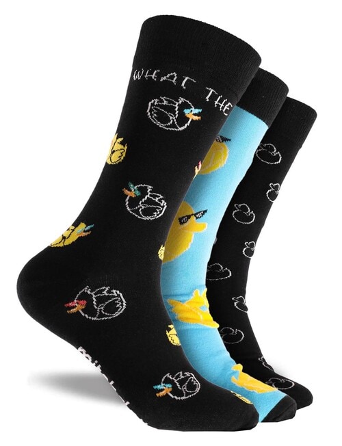 Mitch Dowd Glo Duck Cotton-blend Crew Sock, 3-Pack, Black & Blue product photo View 02 L