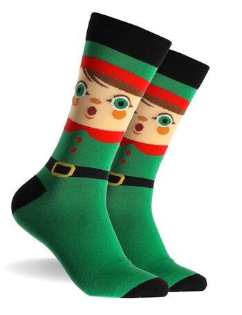 Mitch Dowd Christmas Elf Cotton Crew Socks, Green product photo