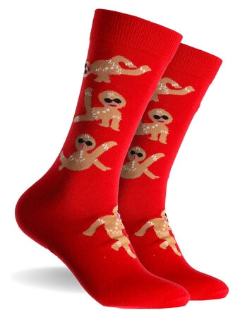 Mitch Dowd Christmas Breaking Ginger Cotton Crew Socks, Red product photo