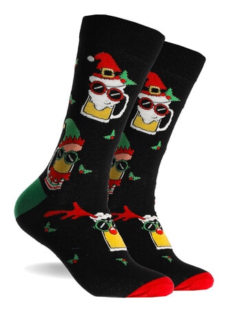 Mitch Dowd Christmas Beermas Cotton Crew Socks, Black product photo