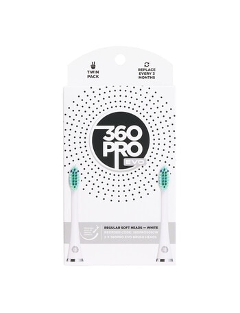 360PRO Evo Regular Soft Brush Head Refills, 2-Pack, White, S092W product photo