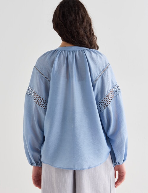 State of play Eden Lace Trim Blouse, Soft Blue product photo View 02 L