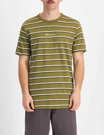 Champion Stripe Tee, Olive Green, White & Ground Green product photo