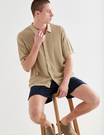 Tarnish Como Short Sleeve Knitted Shirt, Sand product photo