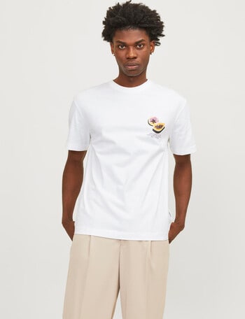 Jack & Jones Tampa Back Crew Neck Short Sleeve Tee, White product photo