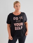 Superfit Curve Do it for Yourself Printed Tee, Black product photo