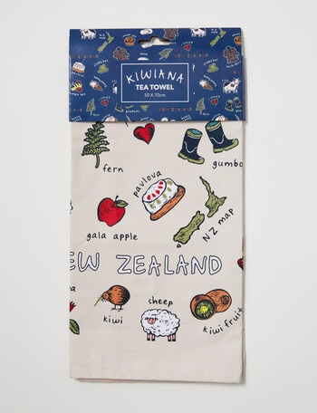 New Zealand Kiwiana Tea Towel, Cream product photo