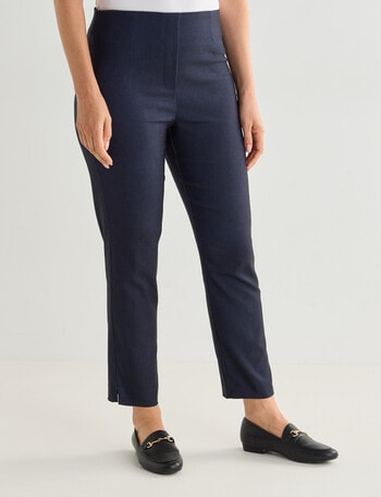 Ella J Classic Bengaline Pull On Pant, Washed Navy product photo