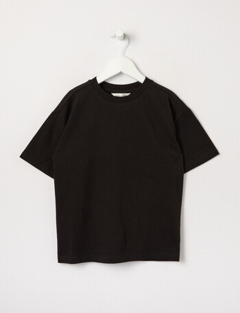 Mac & Ellie Plain Short Sleeve Box Fit Tee, Black product photo