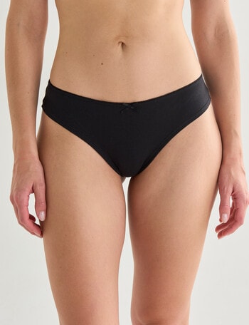 Lyric Cotton Lace Back G-String, Black, 8-18 product photo