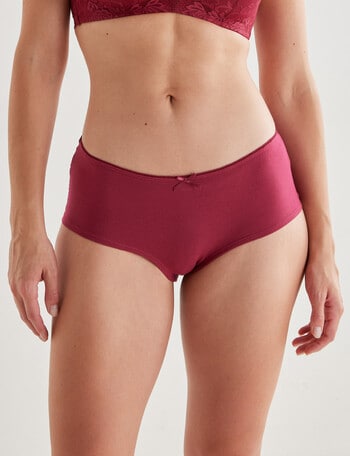 Lyric Cotton Lace Back Boyleg Brief, Ruby, 8-18 product photo