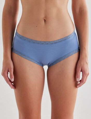 Lyric Lisa Cotton Lace Trim Boyleg Brief, Bluebell, 8-20 product photo