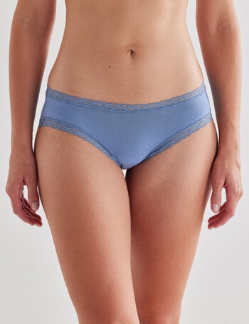 Lyric Lisa Cotton Lace Trim Bikini Brief, Bluebell, 8-18 product photo