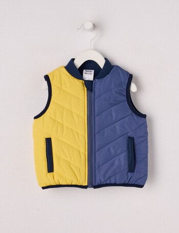 Teeny Weeny Puffer Vest, Yellow & Blue product photo