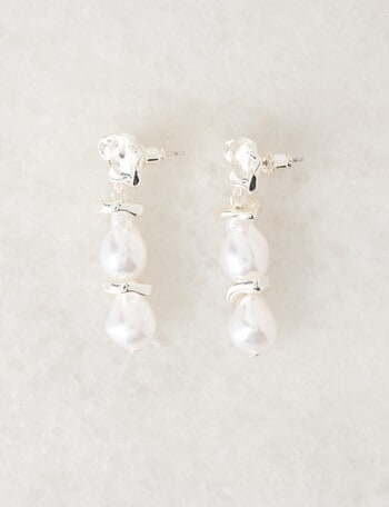 Whistle Accessories Molten Pearl Dangle Earrings, Silver Tone product photo