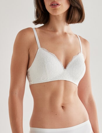 Lyric Zoe Wirefree Lace Bra, White, A-D product photo