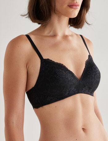 Lyric Zoe Wirefree Lace Bra, Black, A-D product photo