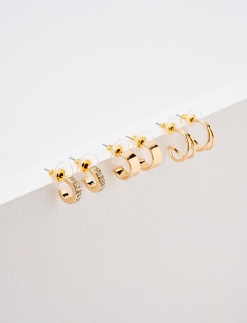 Earsense Gold Mix J Hoop Trio, Gold Tone product photo