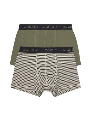 Jockey No Ride Up Cotton Stripe Trunk, 2-Pack, Green & Beige product photo