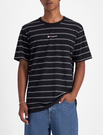 Champion Script Stripe Tee, Black, Stealth & White product photo