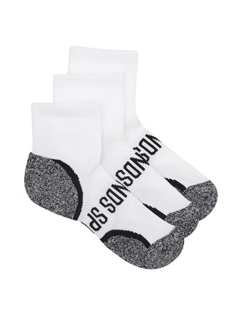 Bonds Ultimate Comfort Quarter Crew Sock, 3-Pack, White, 2-10+ product photo