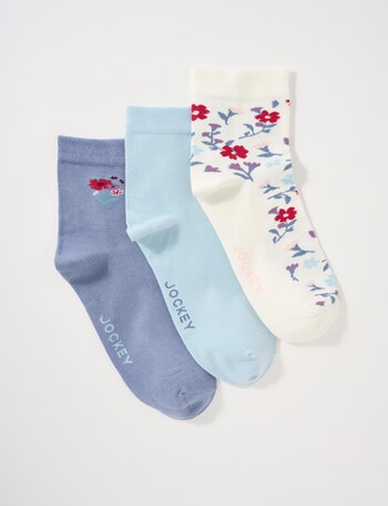 Jockey Woman Pattern Cotton Anklet Sock, 3-Pack, Crisp,Lucid & Waterhole, 3-8 product photo