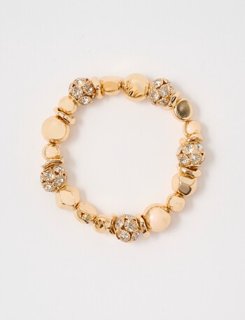 Harlow Crystal Bead Stretch Bracelet, Gold Tone product photo