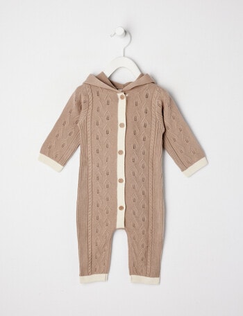 Little Bundle Knit All in One, Taupe product photo