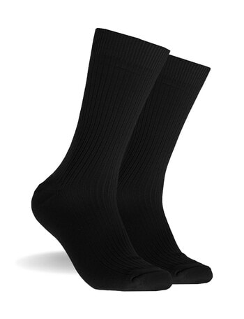 Mitch Dowd Men's Bamboo Rib Crew Socks, 2-Pack, Black product photo