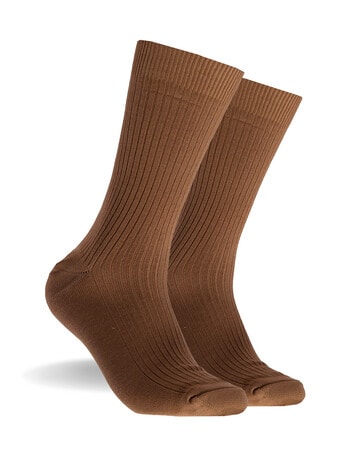 Mitch Dowd Men's Bamboo Rib Crew Socks, 2-Pack, Tan product photo