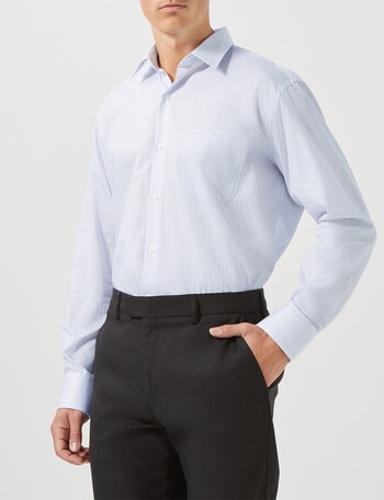 Van Heusen Mid Check Classic Long Sleeve Shirt, Blue product photo
