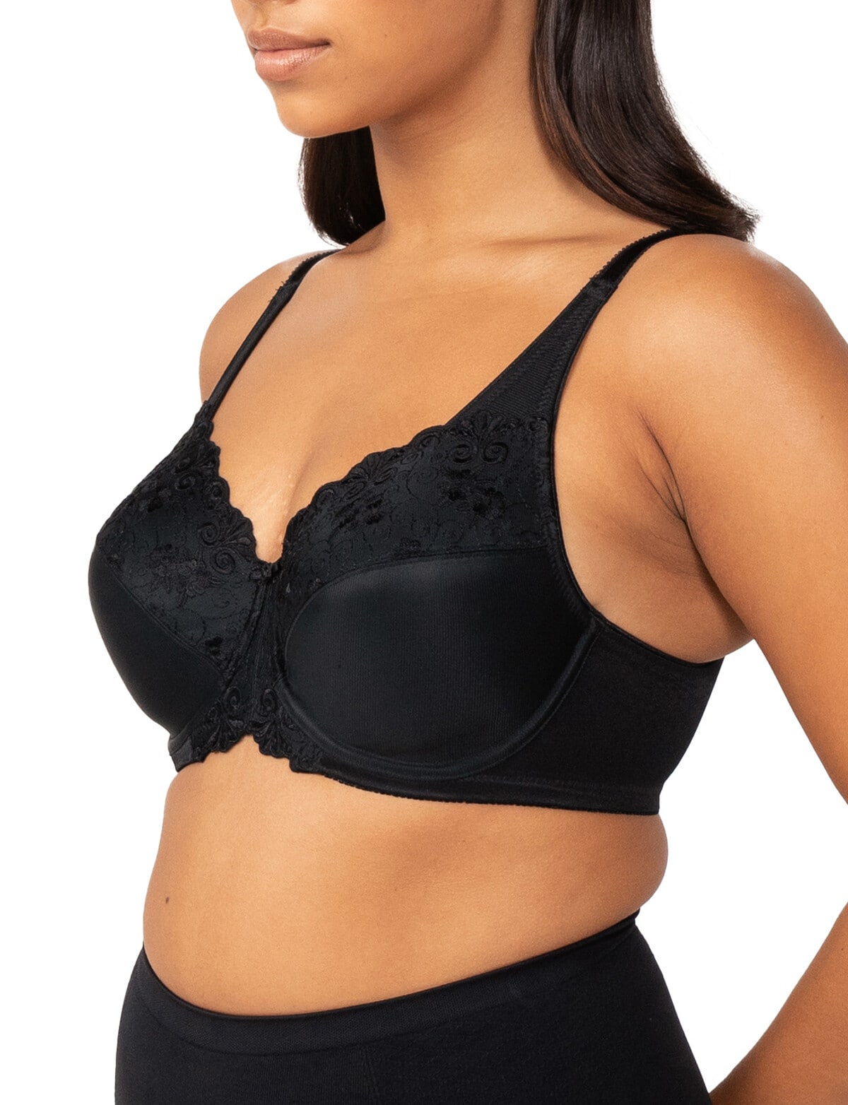 Bodycare Embroidered Cup Bra For Women - 2 Xl, Black price in UAE