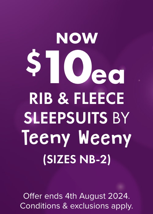 NOW $10ea Rib & Fleece Sleepsuits by Teeny 