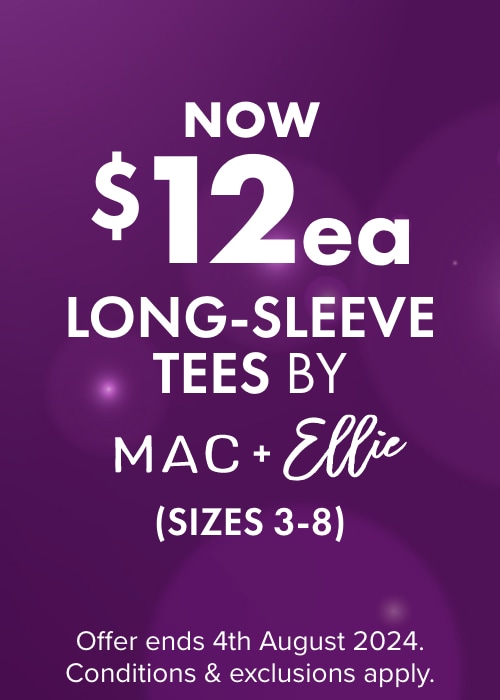 NOW $12ea Long-Sleeve Tees Mac & Ellie