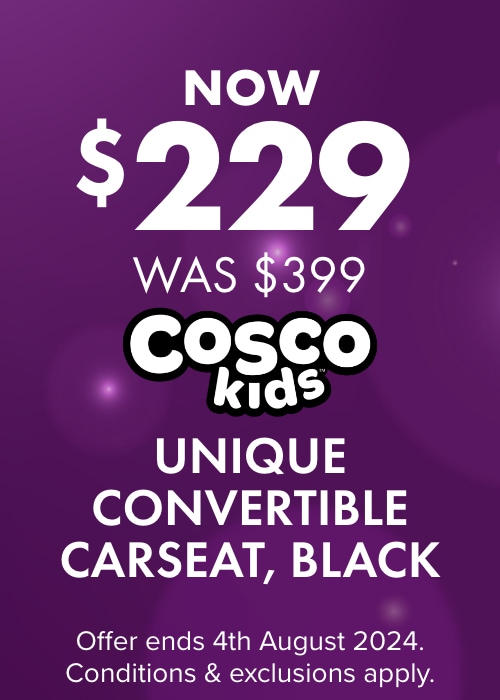 NOW $229 was $399 COSCO Kids Unique Convertible Carseat Black