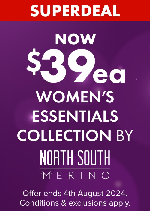 Now $39ea Women's Essentials Collection by North South Merino