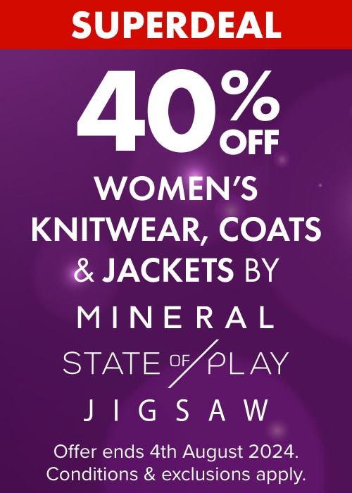40% OFF Women’s Knitwear, Coats & Jackets by Mineral, state of Play & Jigsaw